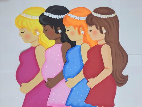 Dia das Mães - Desenho de Mulher Grávida em Eva