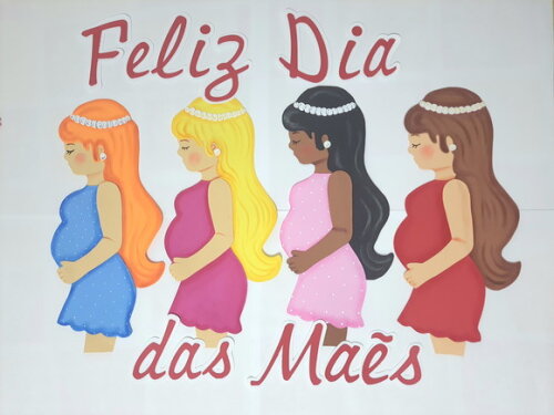Dia das Mães - Painel Mulheres Grávidas Decoração em Eva