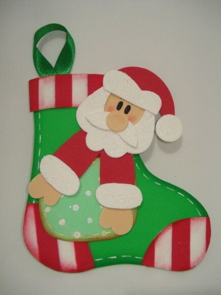 Enfeite de Natal em Eva - Meia de Papai Noel 30cm