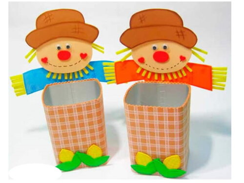Espantalhos pequenos de festa junina - 2 modelos à escola.