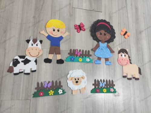 Fazendinha em Eva - Crianças e Animais Pequenos para Painel