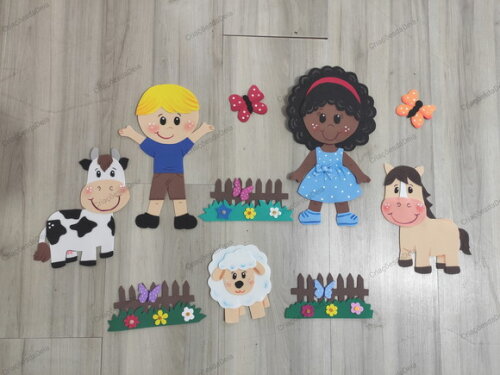 Fazendinha em Eva - Crianças e Animais Pequenos para Painel