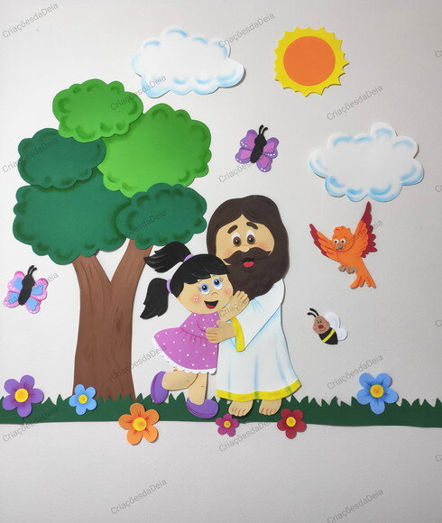 Jesus Ama as Crianças - Tema Bíblico Mural Grande