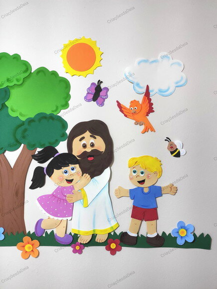 Jesus e as Crianças - Tema Bíblico para Decoração em Eva