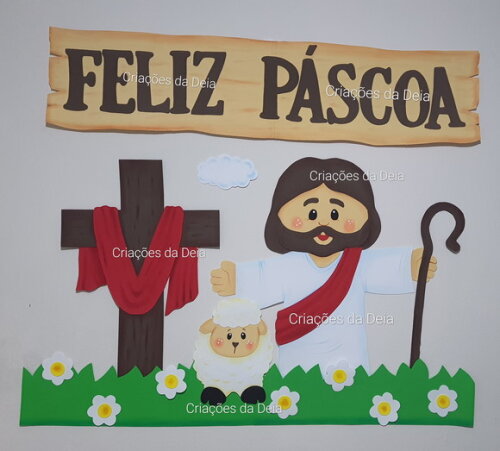 Jesus Painel de Páscoa Cristã 85 x 96 cm em Eva