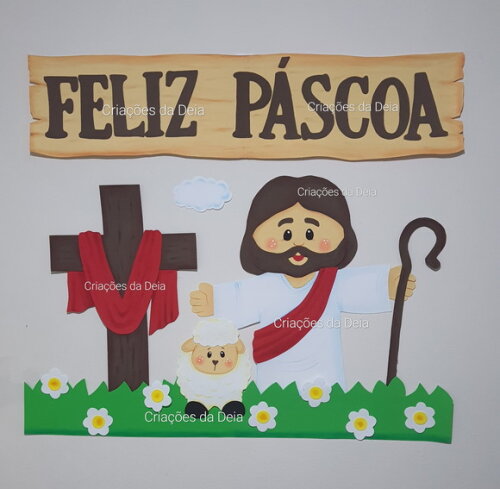 Jesus Painel de Páscoa Cristã 85 x 96 cm em Eva