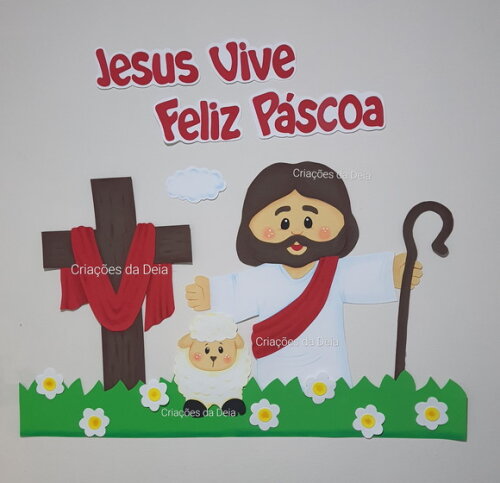 Jesus Páscoa e Ressurreição de Painel 85 x 96 cm em Eva