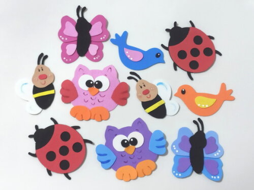 Kit 10 Apliques de 10cm Cada. Aves e Insetos