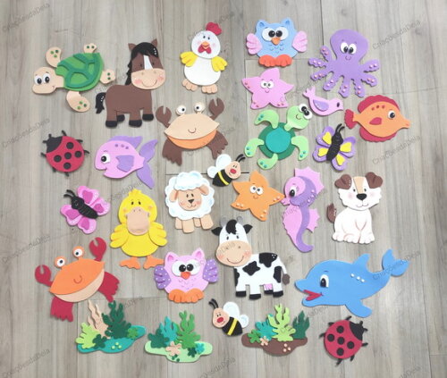 Kit 10 Animais de 10 a 20 cm Cada em E.v.a.