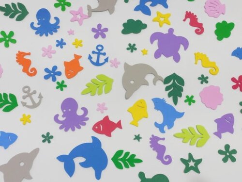 Kit 100 Mini Animais 2.5 a 7cm do Fundo do Mar (em Eva)