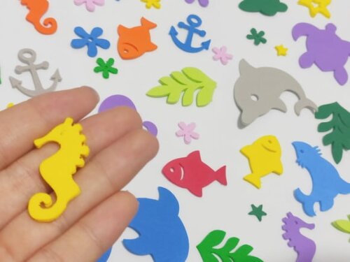 Kit 100 Mini Animais 2.5 a 7cm do Fundo do Mar (em Eva)