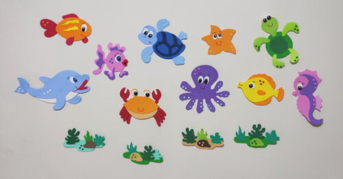 Kit 14 Animais Marinhos do Fundo do Mar Peixes (em Eva)
