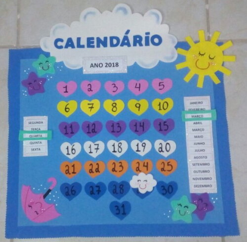 Kit 2 Peças Chamadinha e Calendário - Tema chuva de Amor