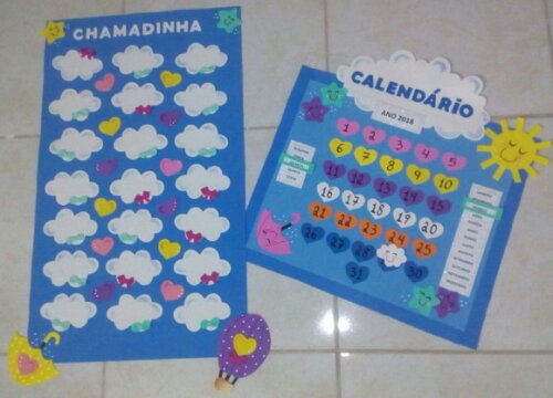 Kit 2 Peças Chamadinha e Calendário - Tema "chuva de Amor"