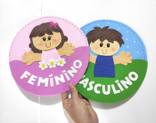 Kit 2 Placa para Porta de Banheiro - Meninos e Meninas