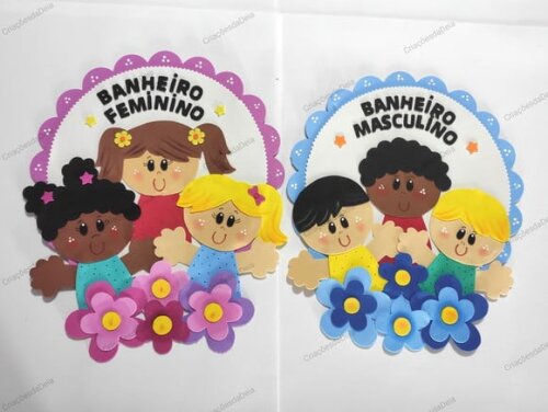 Kit 2 Placa para Porta de Banheiro - Meninos e Meninas