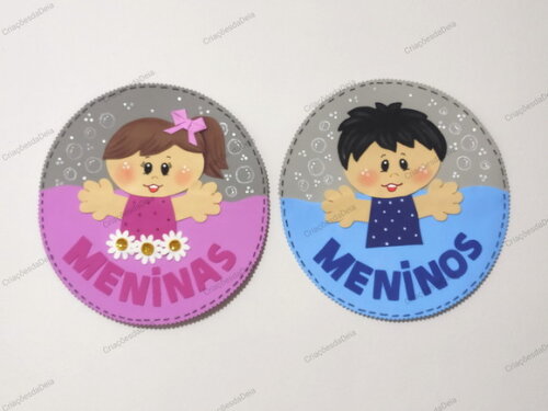 Kit 2 Placa para Porta de Banheiro - Meninos e Meninas