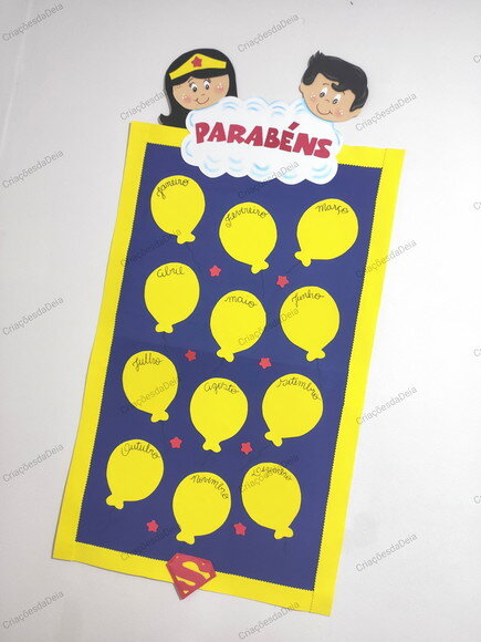 Kit 3 Pç para Sala de Aula Tema Heróis (peças Grandes)