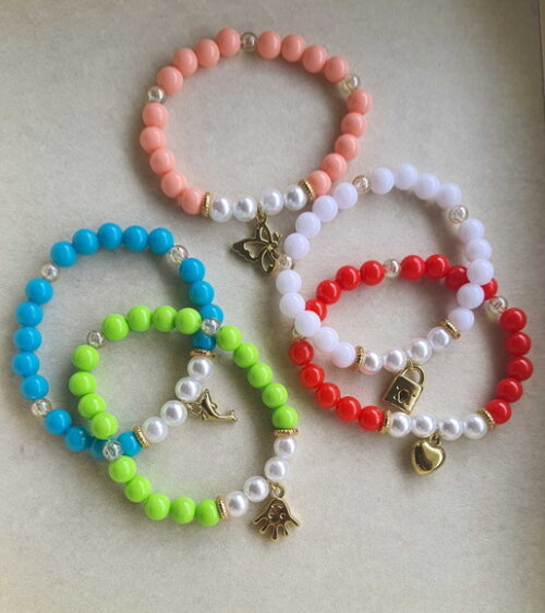 Kit 3 Pulseiras de Contas Micangas Pulseiras Happy Bijuteria