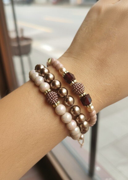 Kit 3 Pulseiras de Contas Micangas Tons Terrosos Bijuteria