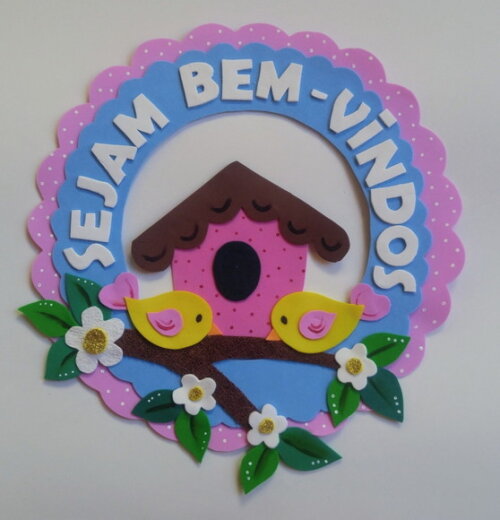 Kit 4 Peças Grande para Sala de Aula - Tema Passarinhos