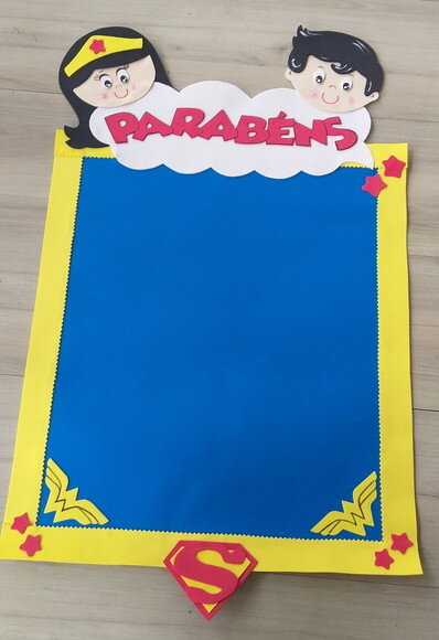 Kit 4 Peças Super Heróis para Sala de Aula em Eva