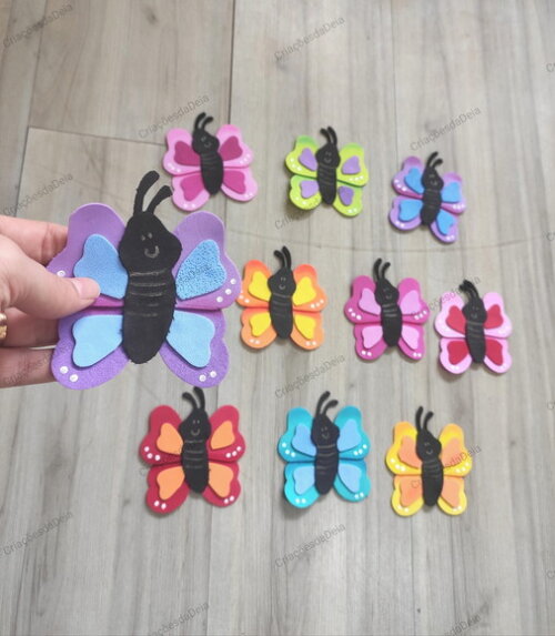 Kit 5 Borboletas 10 cm em Eva