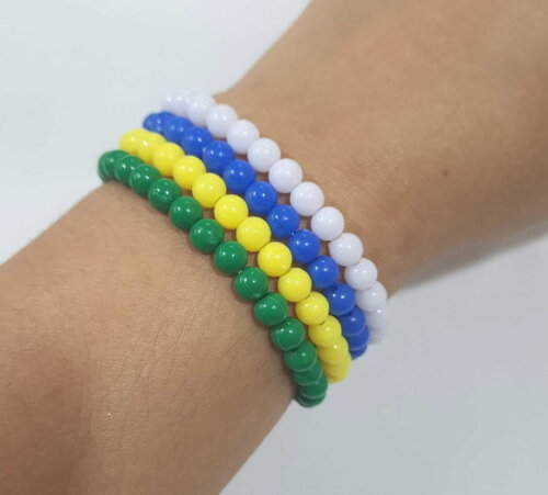 Kit 4 Pulseiras Brasil de Micangas Bijuterias Torcedor