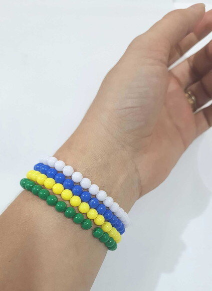 Kit 4 Pulseiras Brasil de Micangas Bijuterias Torcedor