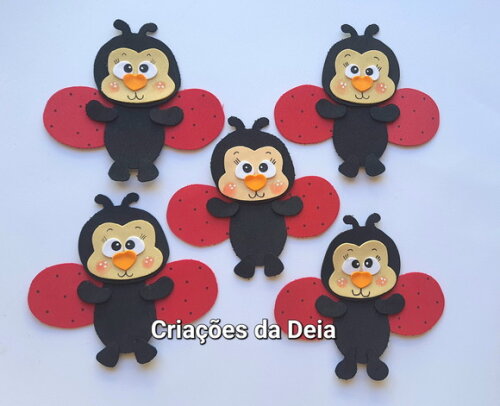 Kit 5 Joaninhas 11 cm em Eva