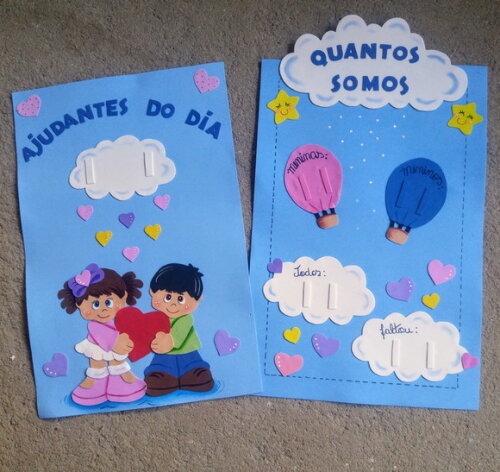 Kit 7 Peças para Sala de Aula -tema chuva de Amor
