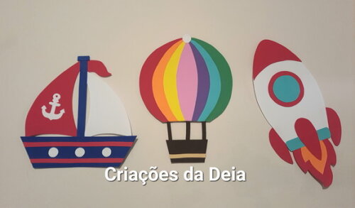 Kit Balão, Barco e Foguete Avulsos 30 cm Cada em Eva
