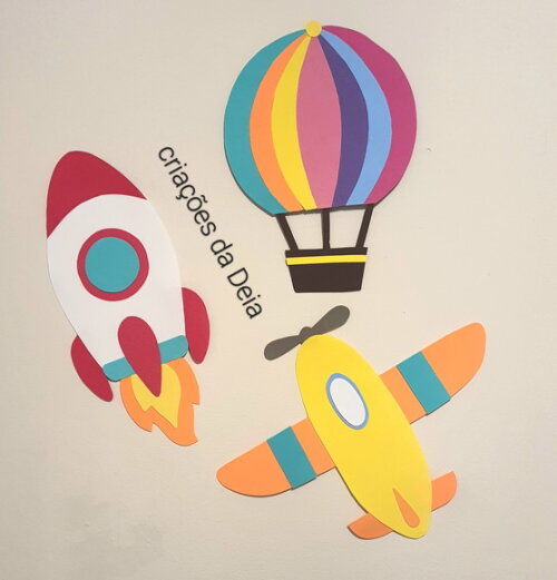 Kit Balão, Avião e Foguete Avulsos 30 cm Cada em Eva