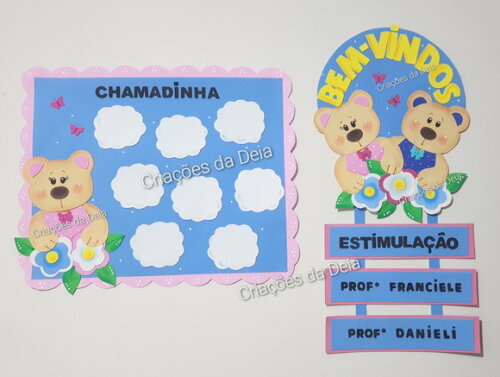 Kit Bem Vindos e Chamadinha em Eva Ursinhos com Nome da Turm