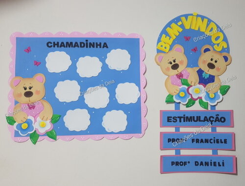 Kit Bem Vindos e Chamadinha em Eva Ursinhos com Nome da Turm