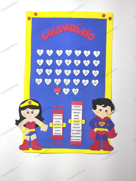 Kit Calendário e Placa para Sala de Aula - Super Heróis