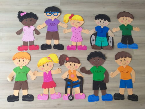 Kit com 6 Crianças Grandes de 45 a 55 cm para Mural