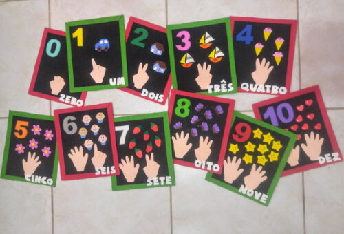 Kit de Numerais 0 a 10 Por Extenso de Eva para Sala de Aula