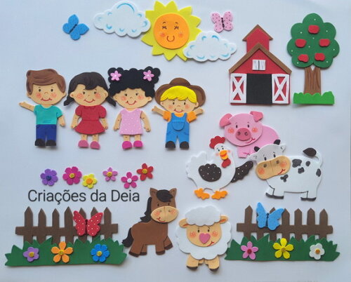 Kit Fazendinha em Eva - Itens Pequenos Avulsos