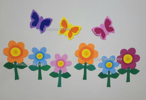 Kit Jardim Painel de Flores e Borboletas Grande de Eva
