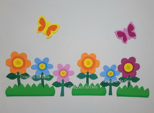 Kit Jardim Painel de Flores e Borboletas Grande de Eva