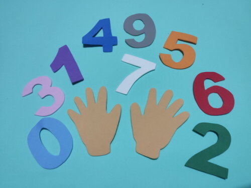 Kit Matemática com Números de 0 à 10 e 2 Mãos em Eva