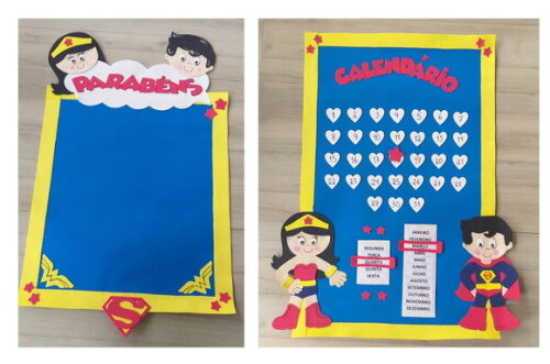 Kit Mulher Maravilha x Super Homem (eva) para Sala de Aula