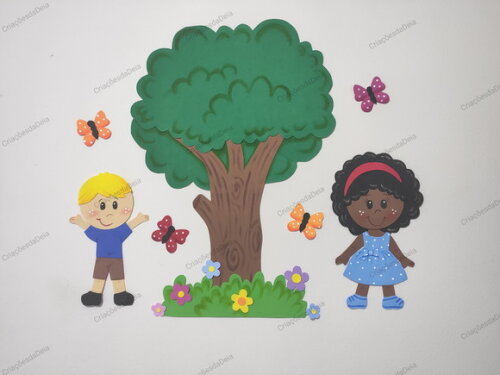 Kit Mural Crianças e Árvore (55 Cm)