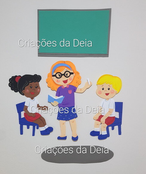 Kit Professora e Alunos em Eva para Painel