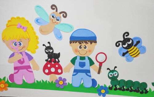 Mural de Crianças no Jardim com 14 Peças em Eva