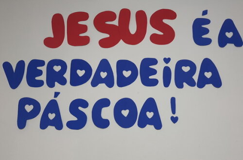 Mural Frase da Páscoa Cristã em Eva 100 x 60 cm