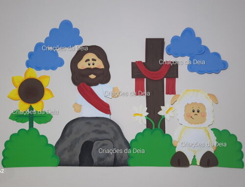 Mural Símbolo da Páscoa e Ressurreição de Jesus 120cm em Eva