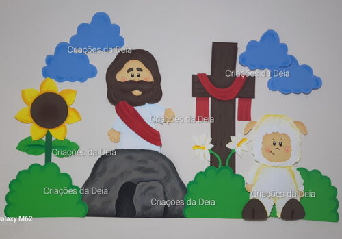 Mural Símbolo da Páscoa e Ressurreição de Jesus 120cm em Eva