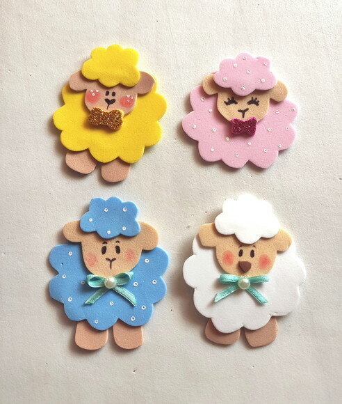 Ovelhinhas 7 cm - Mini Ovelhas de Eva para Aplique